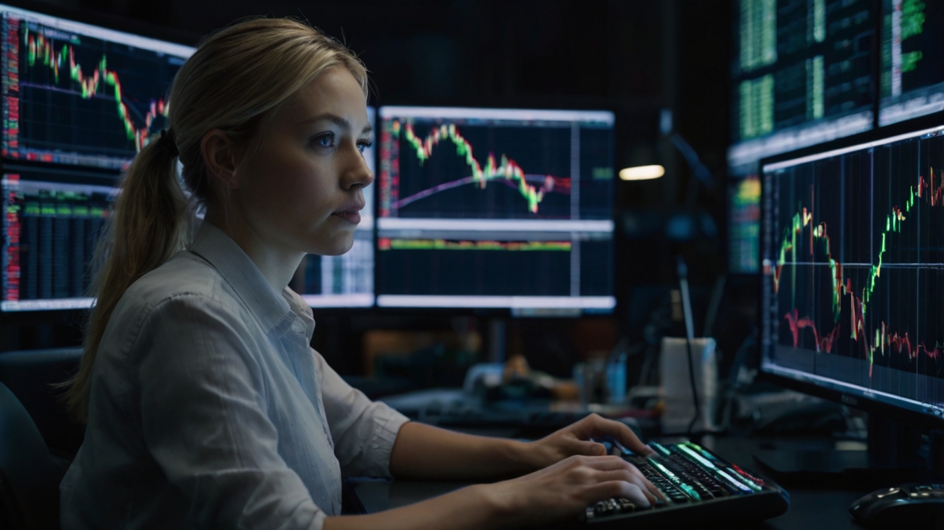 Negociación de Opciones Binarias: Análisis Técnico y Fundamental 1 Default Trader In Front Of Her Notebook Trading Forex On A Tab 0