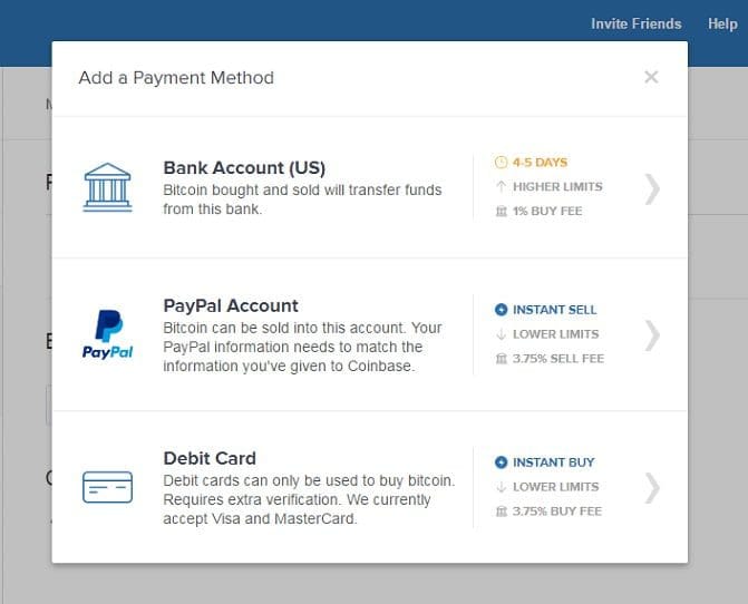 Métodos de Pagamentos Coinbase Faça um Depósito