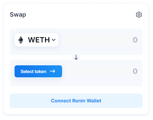 Interface de troca de token Katana DEX 