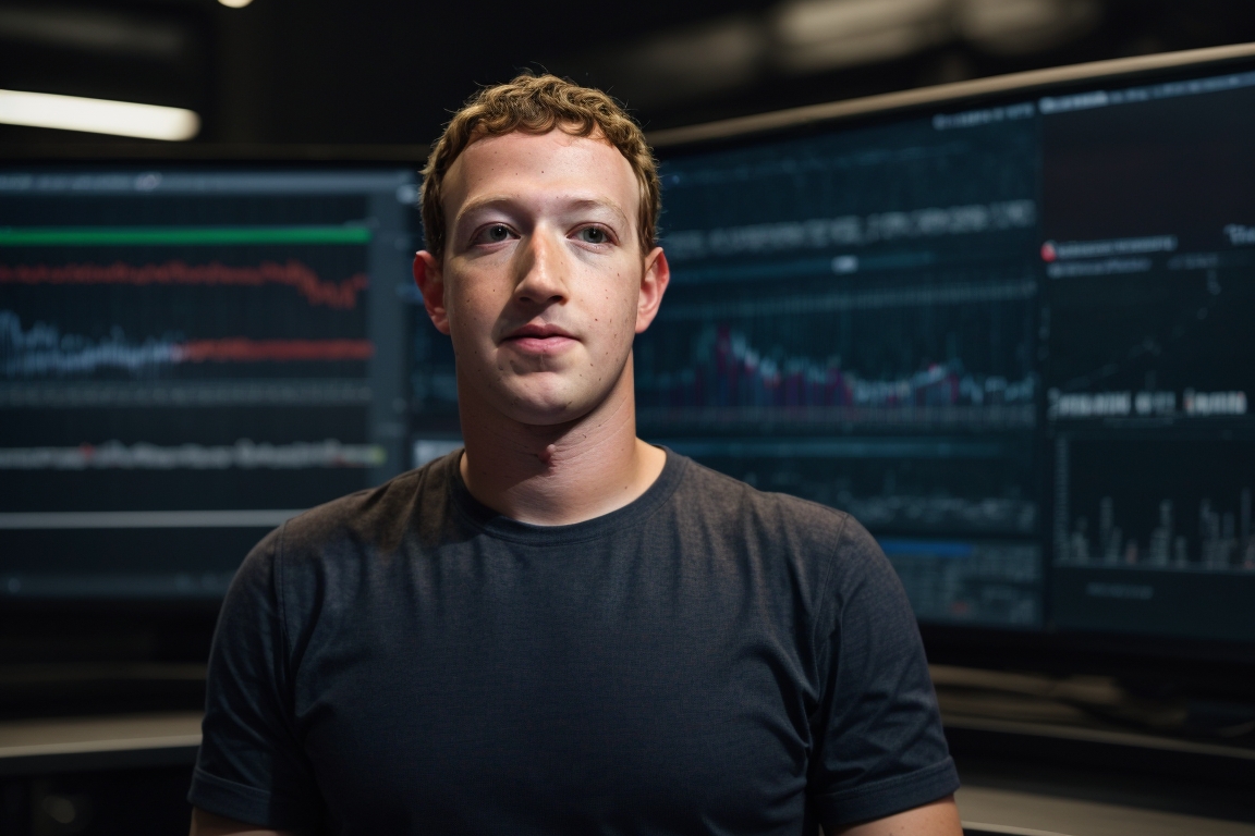 Photoreal Mark Zuckerberg With A Panel Behind With Meta Writte 0