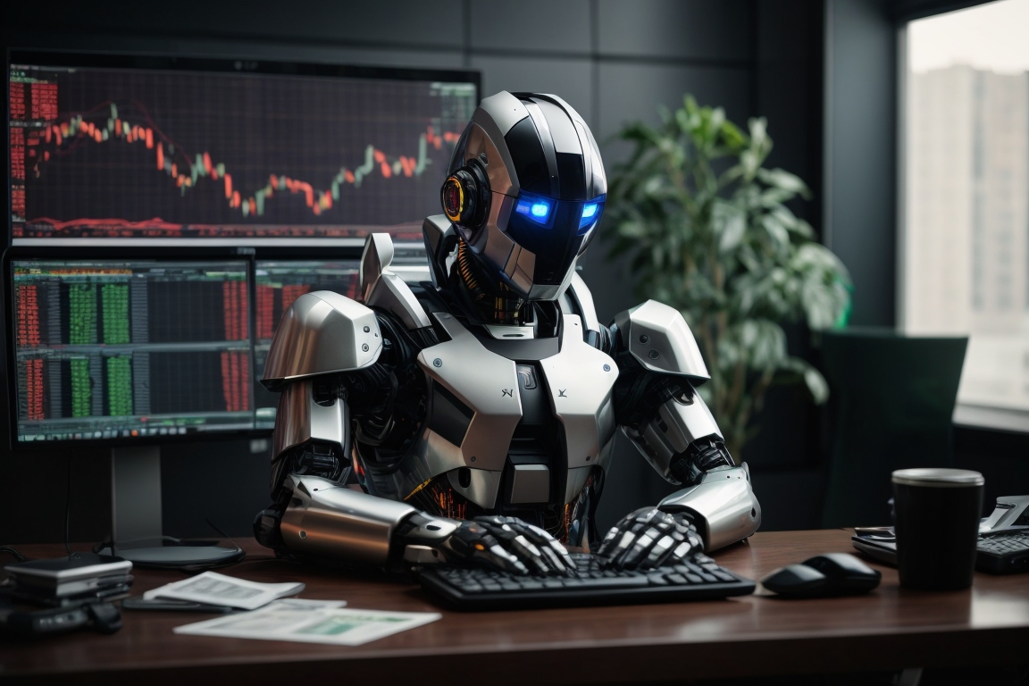 ChatGPT EA: Trading Forex con Inteligencia Artificial 9 Uma ilustração digital representando sistemas automatizados de negociação Forex em ação.