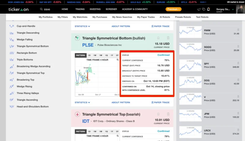 7 Mejores Aplicativos de Gráficos de Acciones 5 Tickeron Img 1 800X462 1