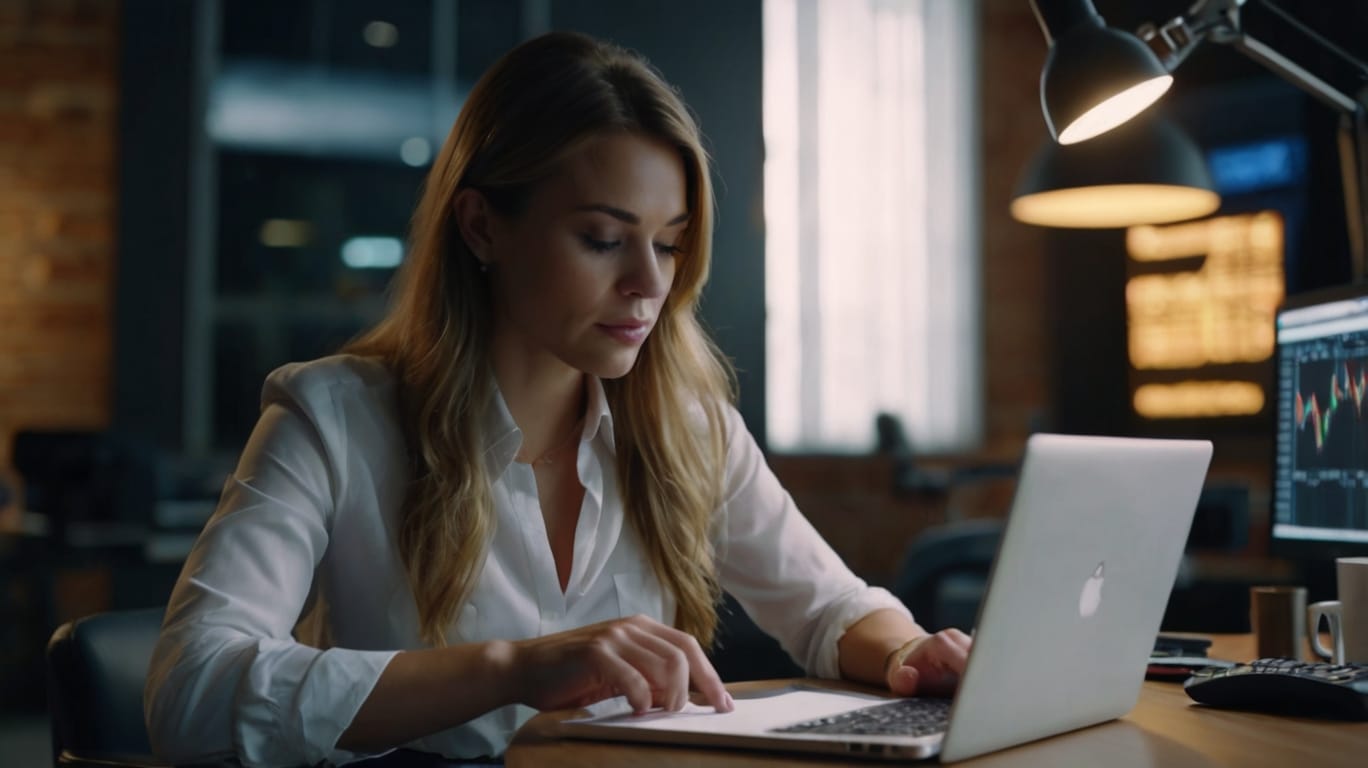 Default Beautiful Woman In Front Of Her Notebook Operating For 0 3