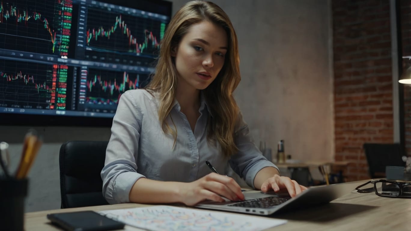 Default Beautiful Woman In Front Of Her Notebook Operating For 0 4