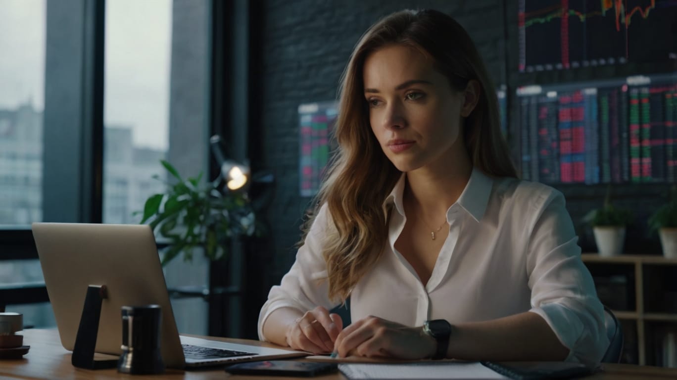 Default Beautiful Woman In Front Of Her Notebook Operating For 0 7