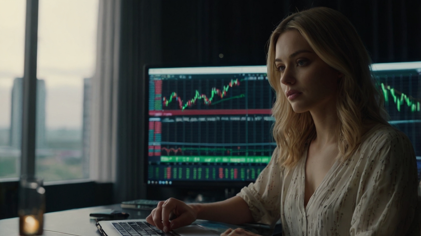 Default Beautiful Woman In Front Of Her Notebook Operating For 1 13