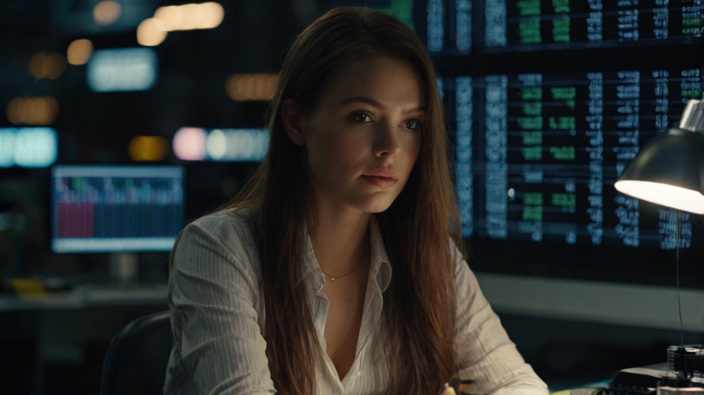 Default Beautiful Woman In Front Of Her Notebook Operating For 1 15