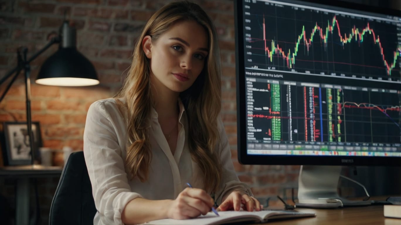 Default Beautiful Woman In Front Of Her Notebook Operating For 1 9