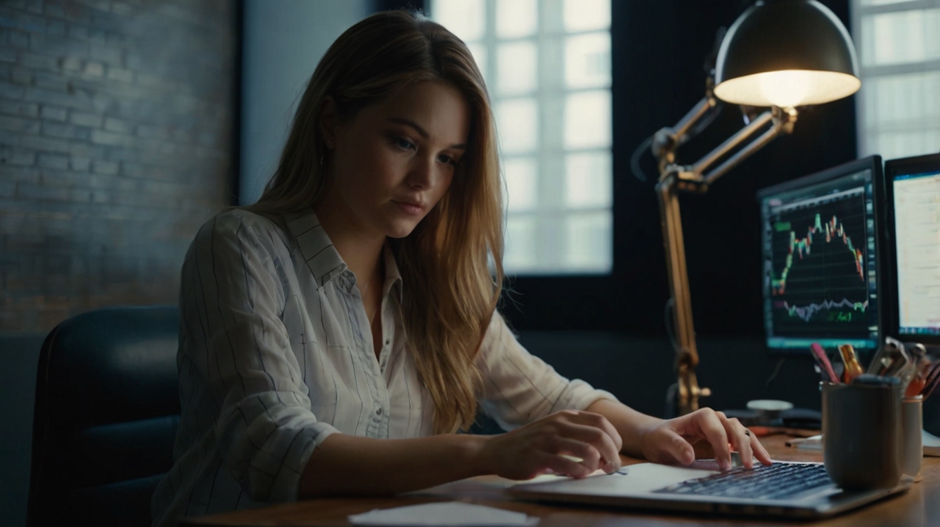 Default Beautiful Woman In Front Of Her Notebook Operating For 2 10